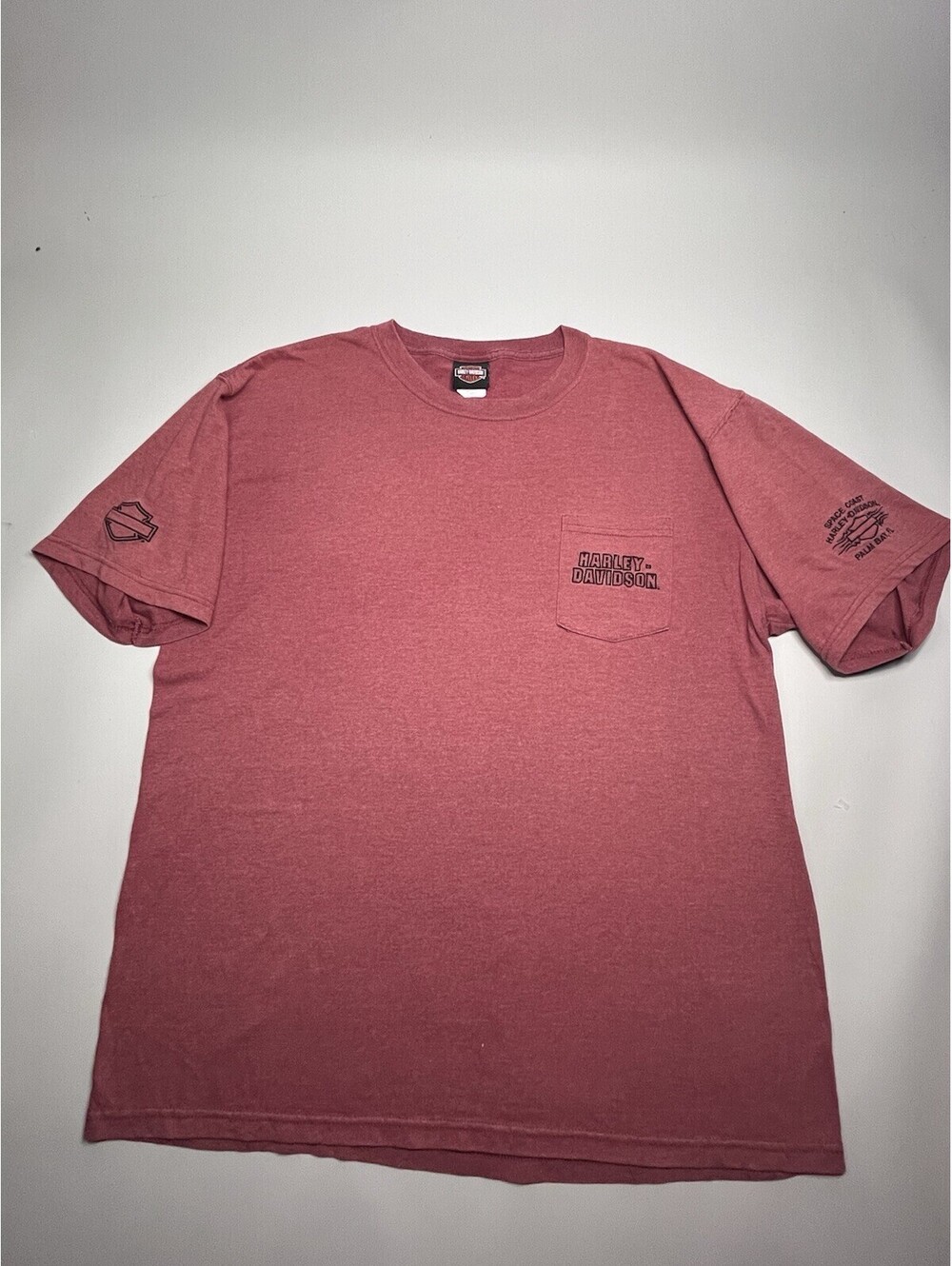 Harley Davidson Space Coast Palm Bay FL Red T-Shirt Pocket